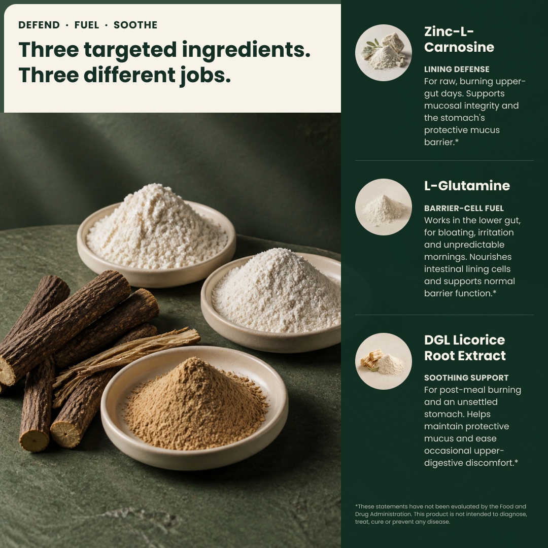Three targeted ingredients. Three different jobs.